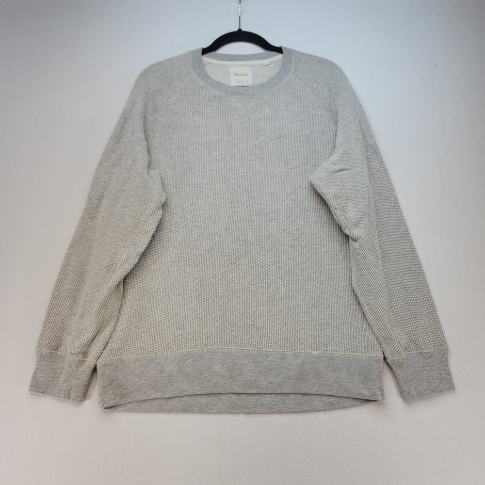 Billy Reid Sweatshirt Mens‎ Large Gray Casual Waffle Knit Raglan Crewneck